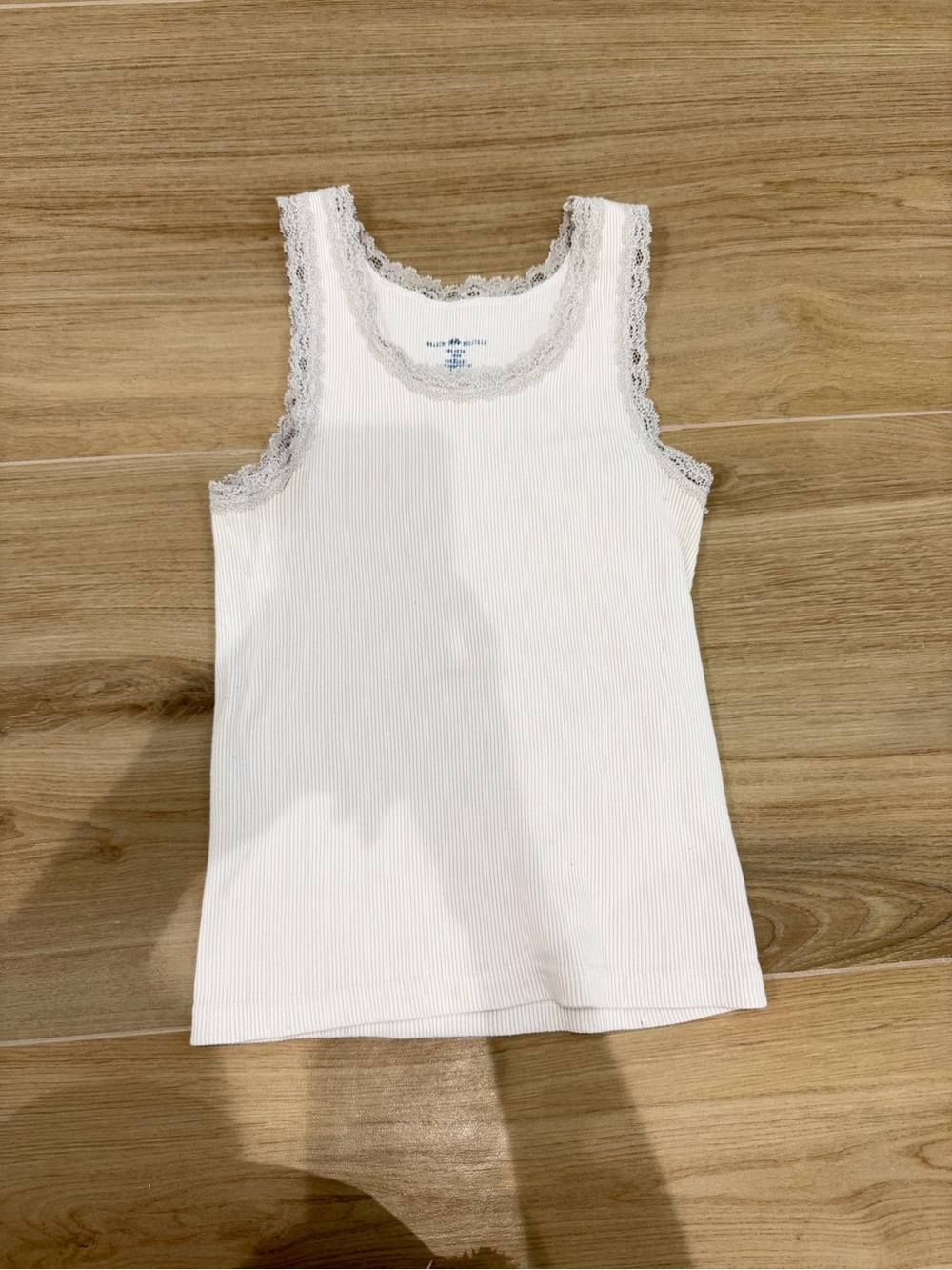 White Lace-Trim Ribbed Tank Top - Brand: Brandy Melville